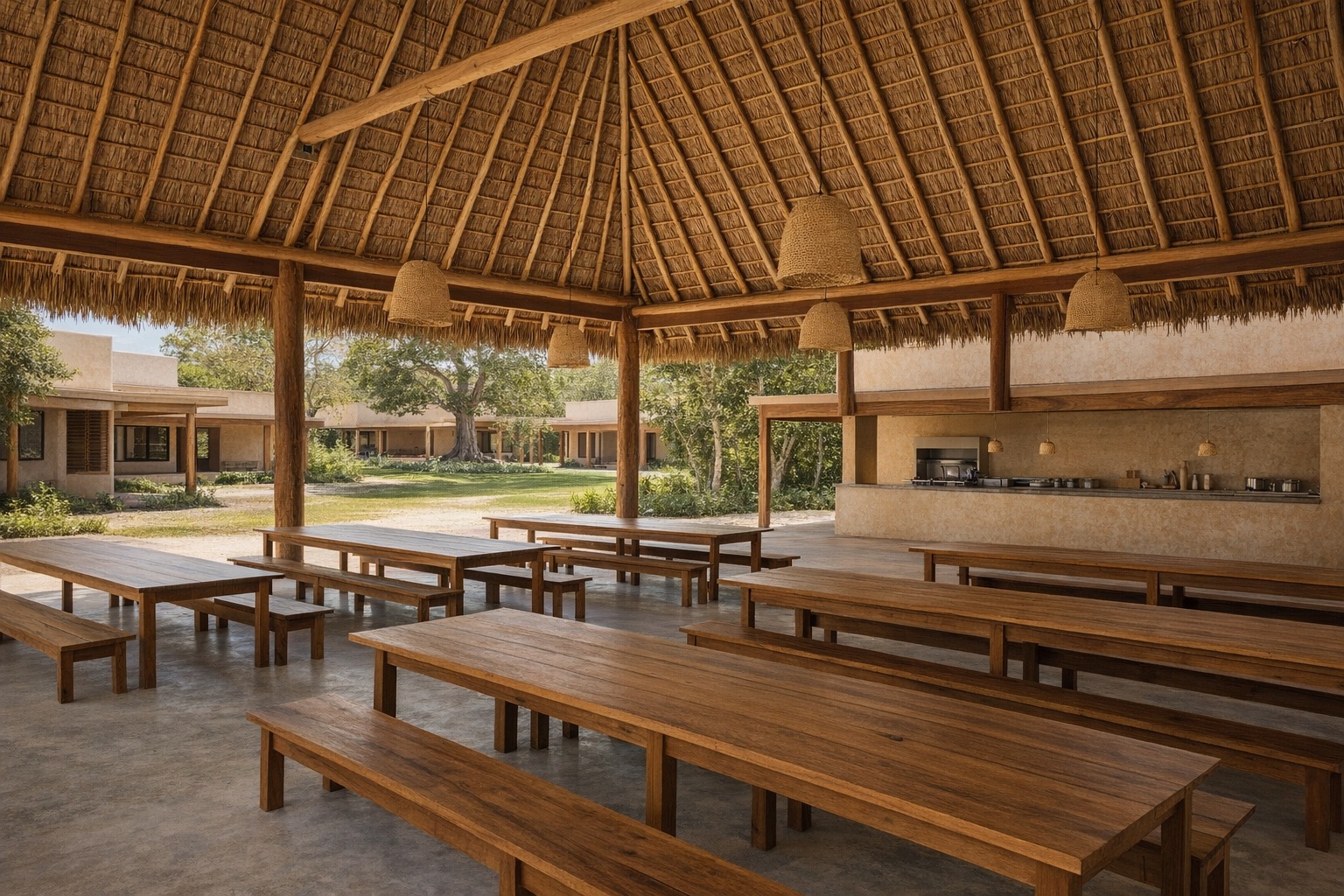 Comedor bajo palapa