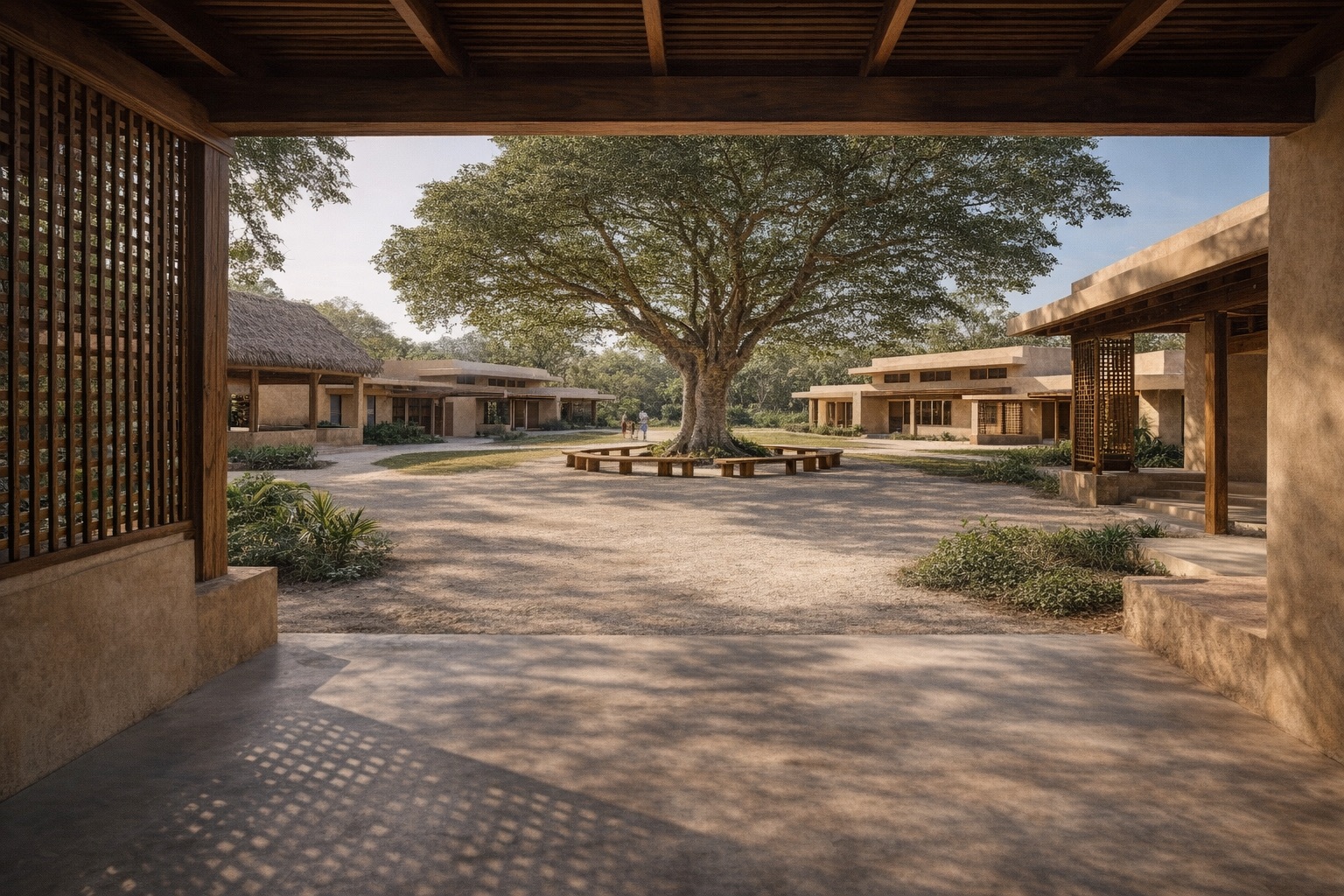 Patio central bajo la ceiba
